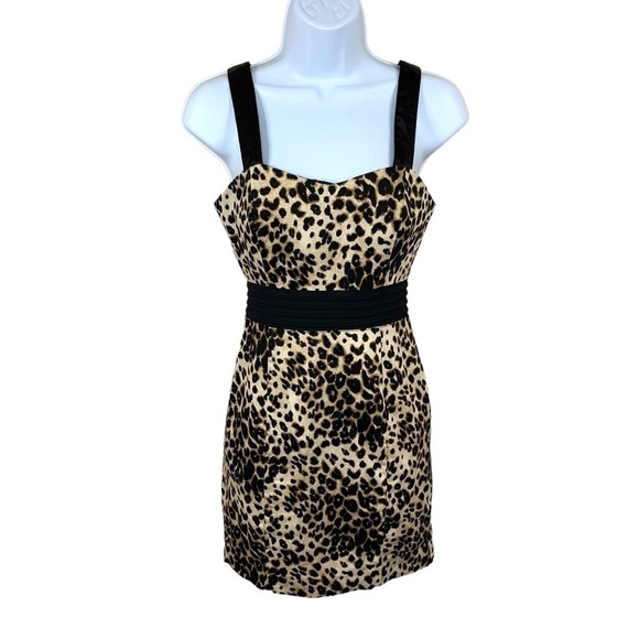 Small Juniors Forever 21 Leopard Print Sleeveless Pencil Dress Stretch 3 5 - Picture 1 of 8